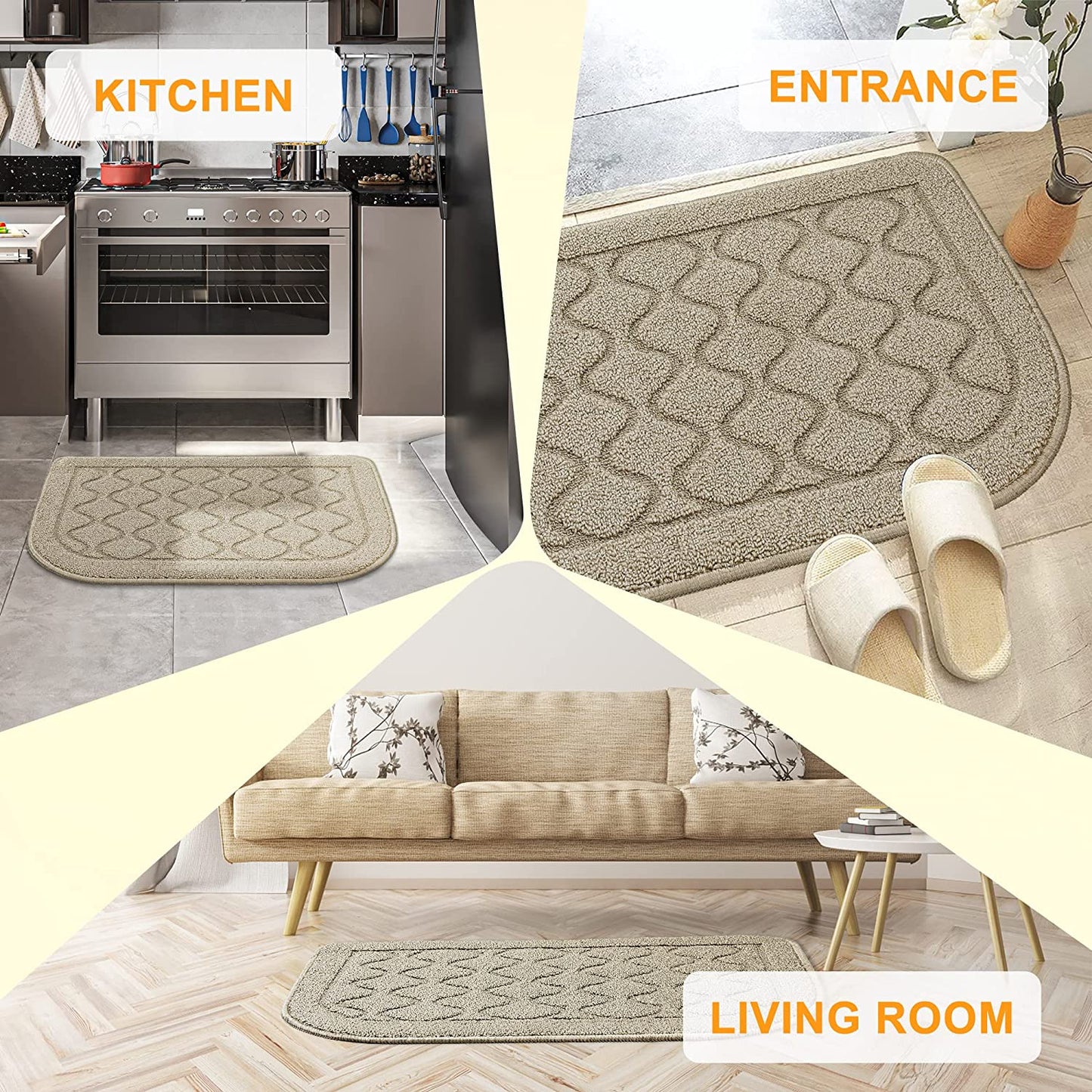 18×27 Inch Made of 100% Polypropylene Non Skid Washable Kitchen Rug