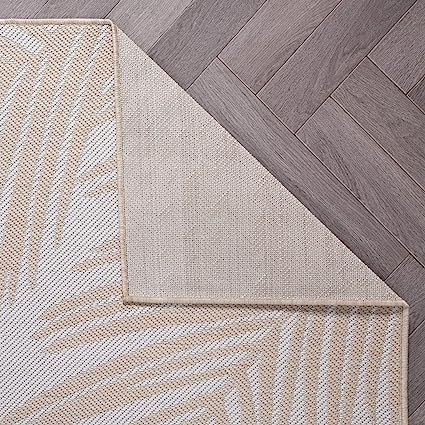 Contemporary Distressed Leaves Textured Flat Weave Easy Cleaning Outdoor Rugs