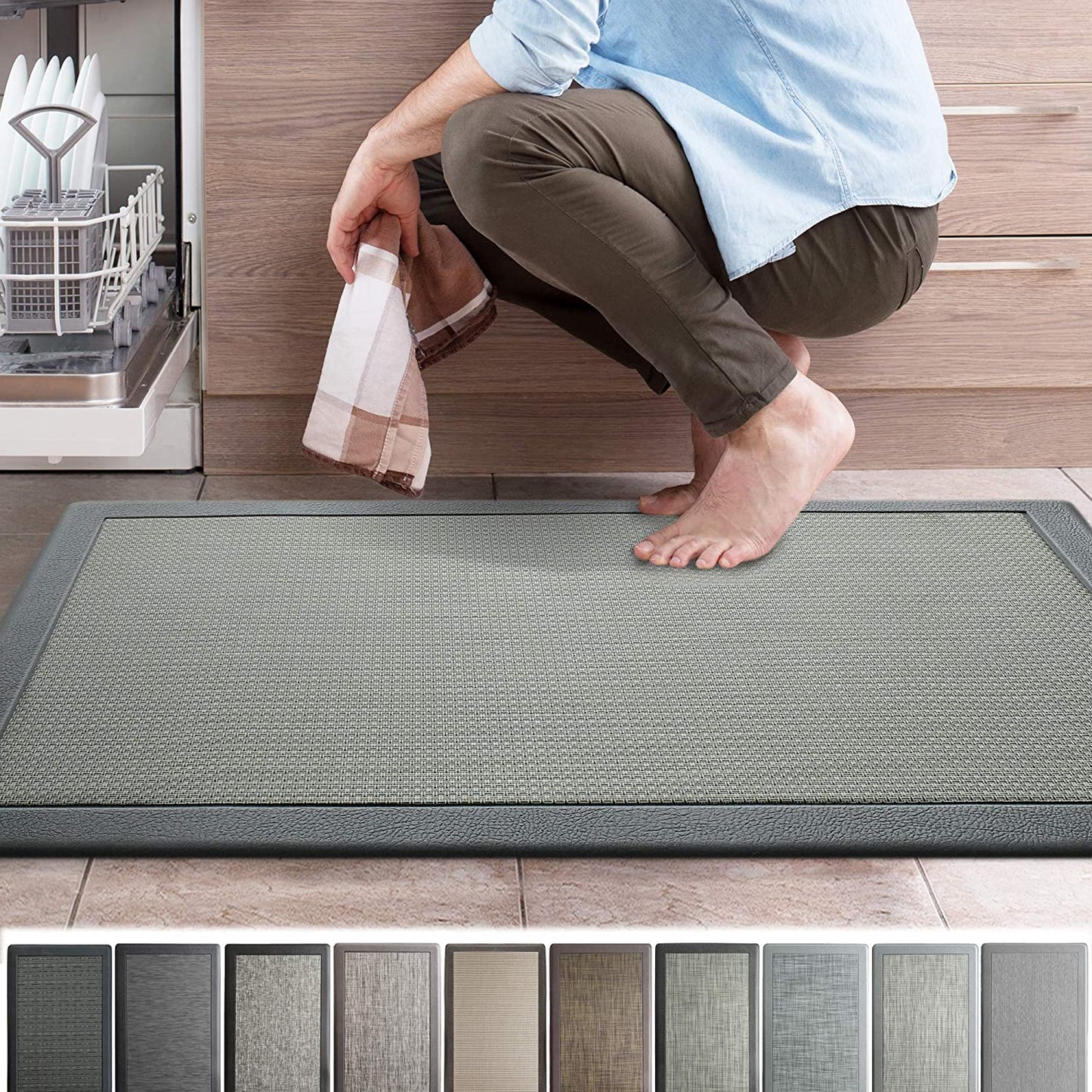 Ergonomic Anti Fatigue Workstation Memory Foam Mat in Stone 39"×20"×0.50" (L×W×H)