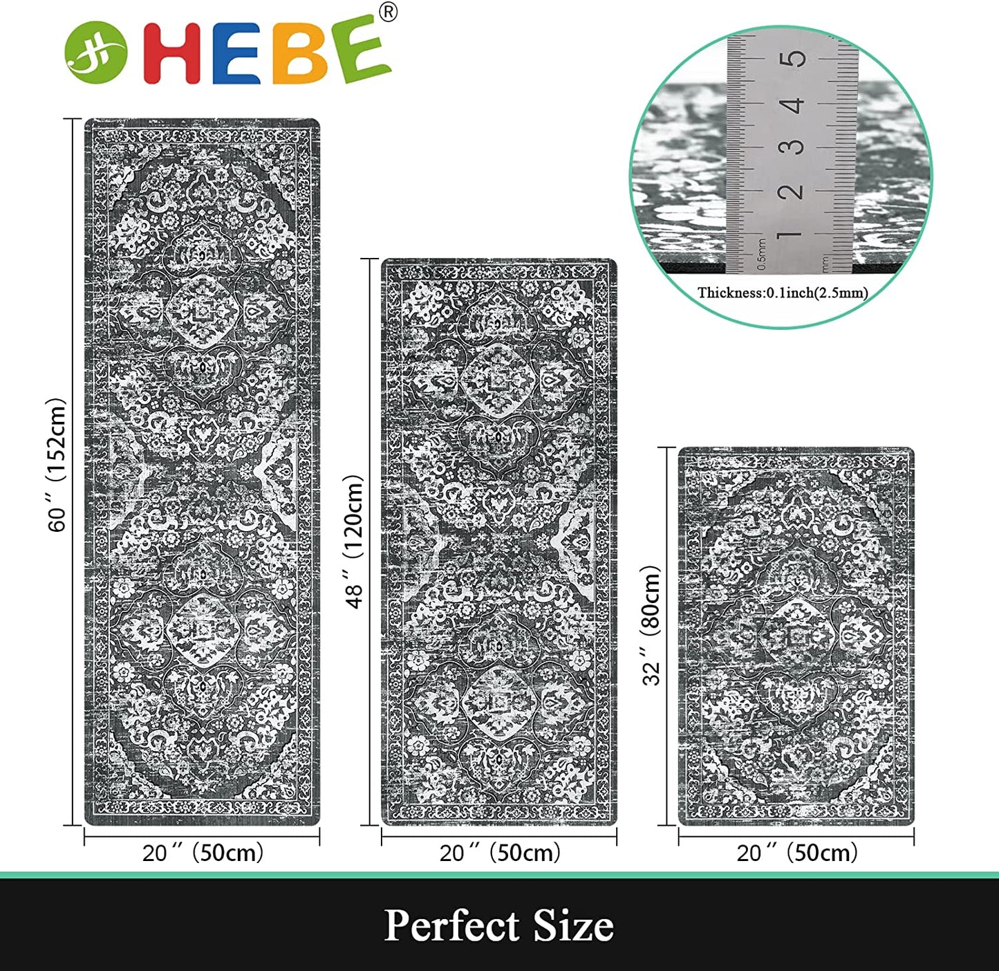 Sets 3 Piece with Runner Farmhouse Rubber Kitchen Mats