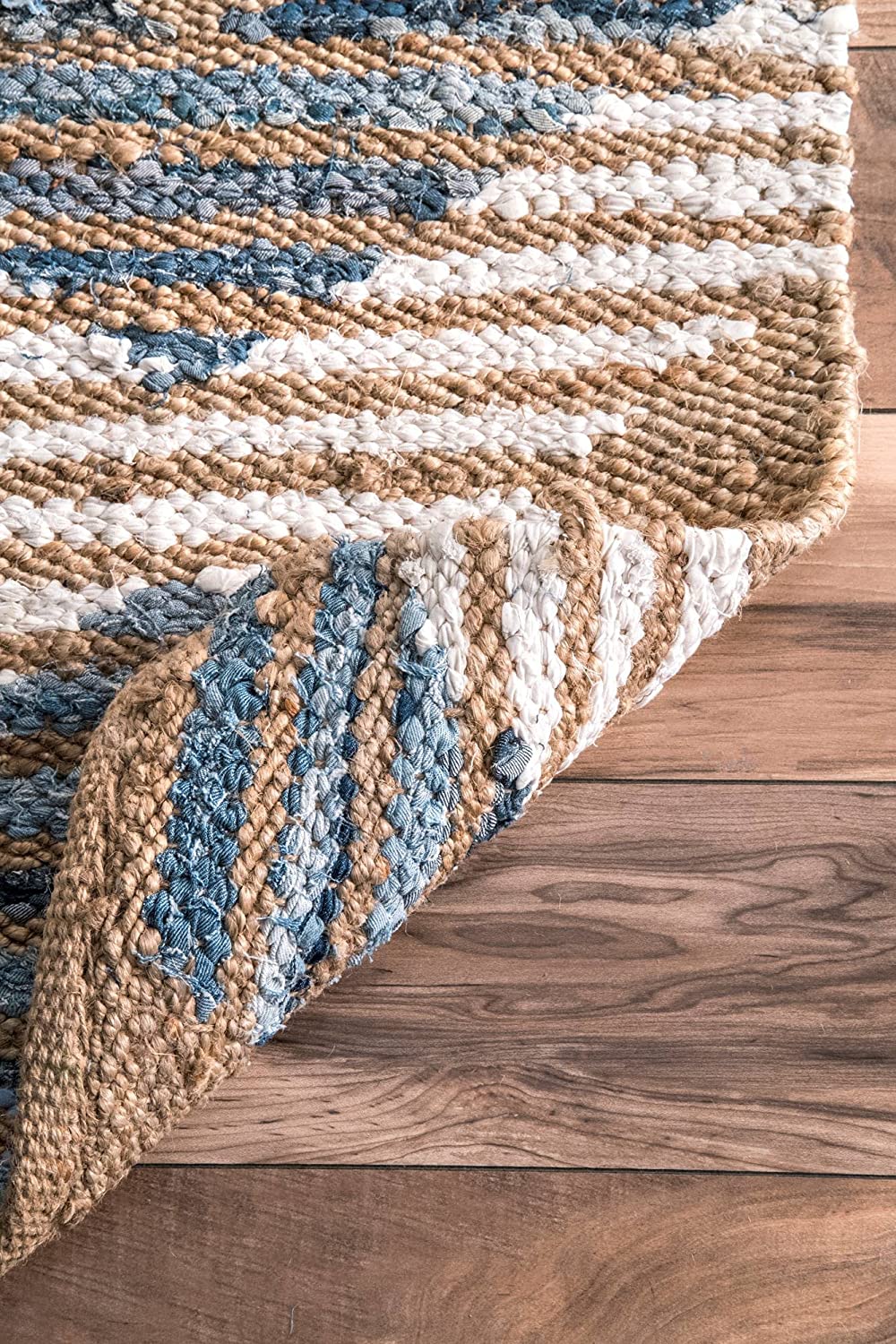 Otelia Denim Jute Rug,  Denim & White