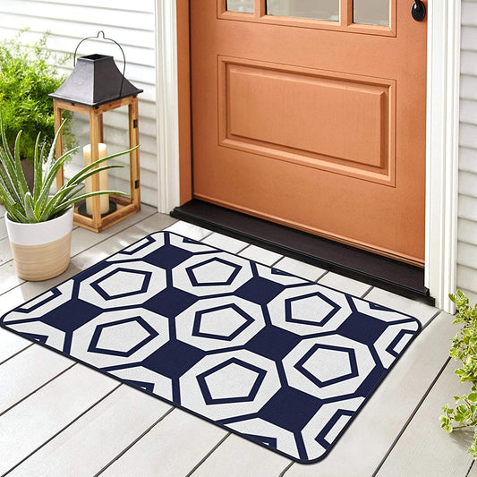Modern Geometric Stripe Area Rug - Non Slip Navy