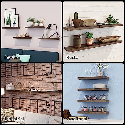 4 Sets White Floating Shelves for Wall