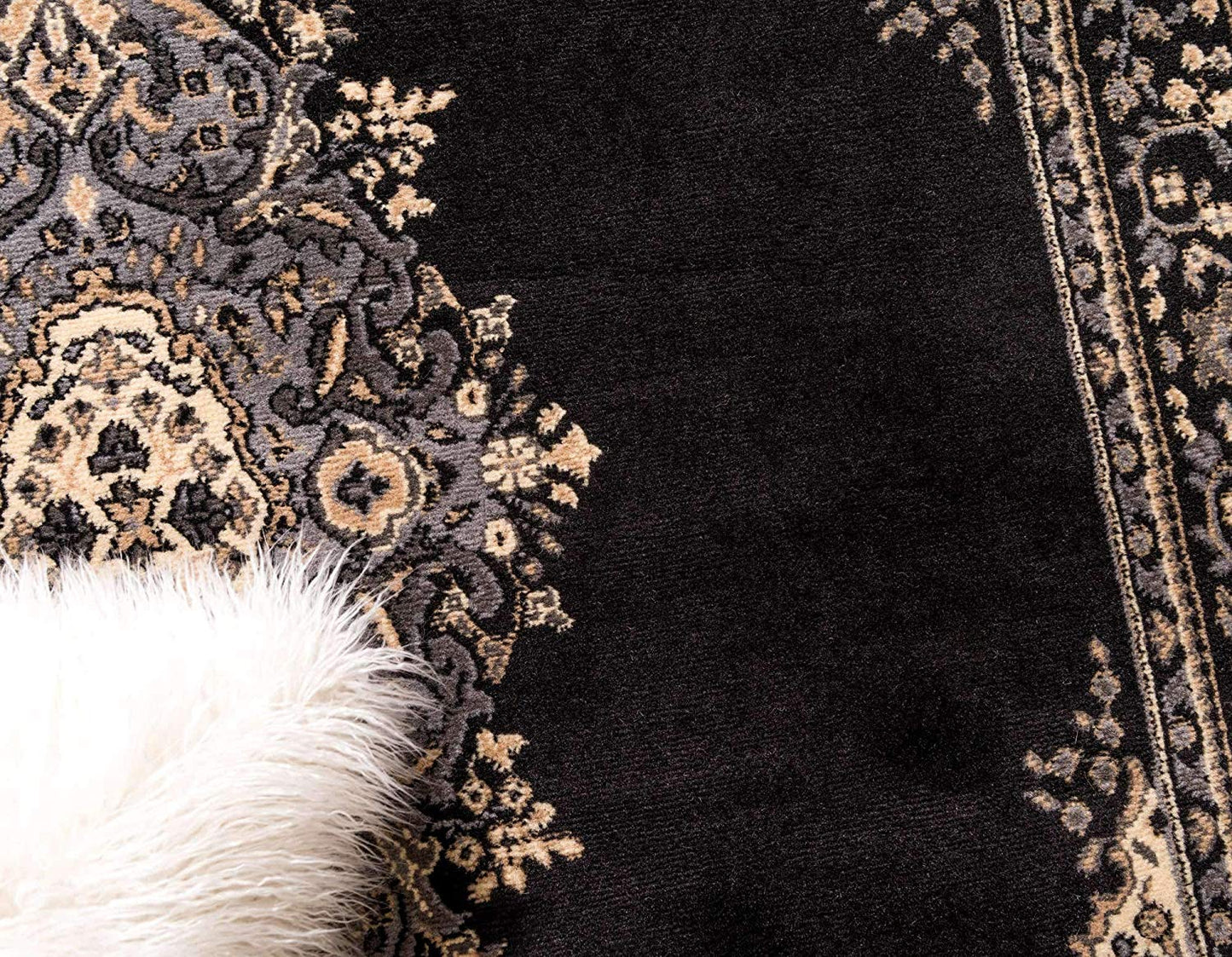 Traditional Medallion Black Soft Area Rug