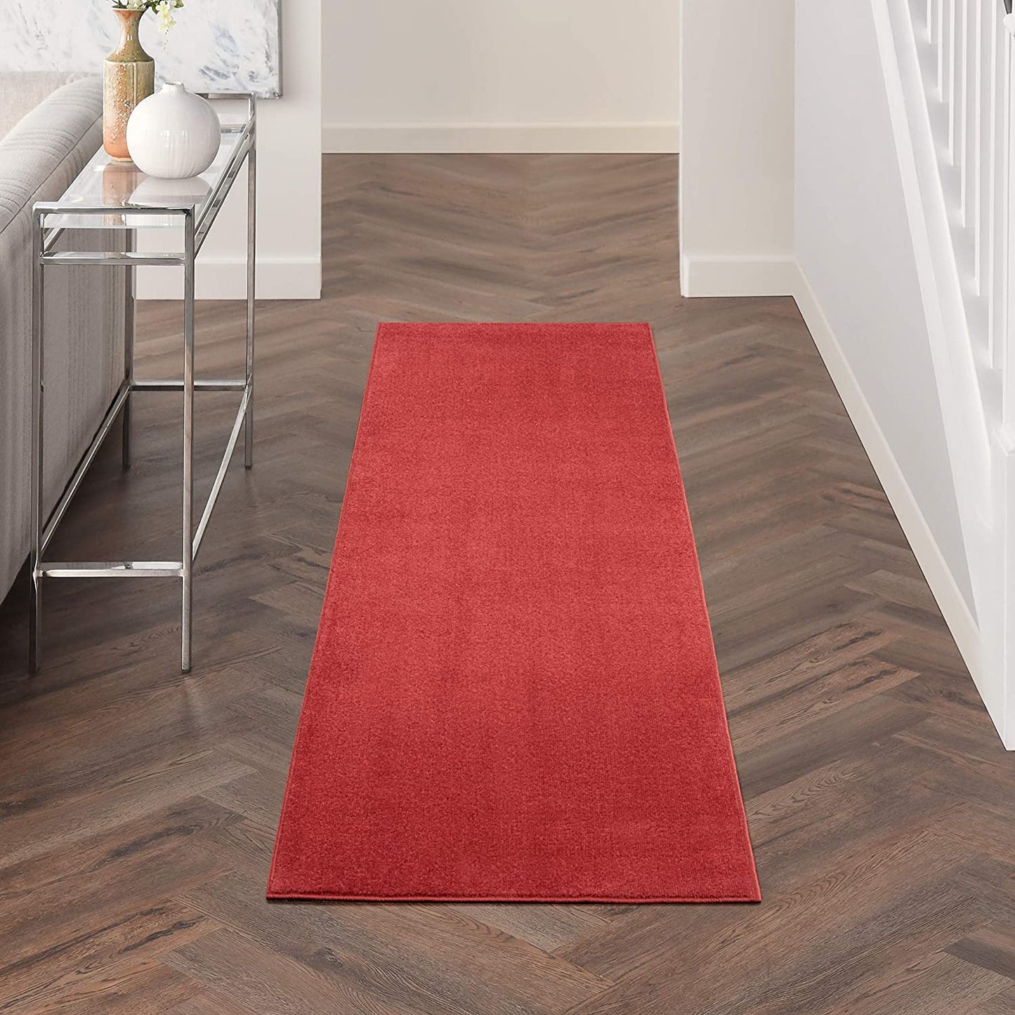 Solid Contemporary Brick Red Indoor/Outdoor Area Rug
