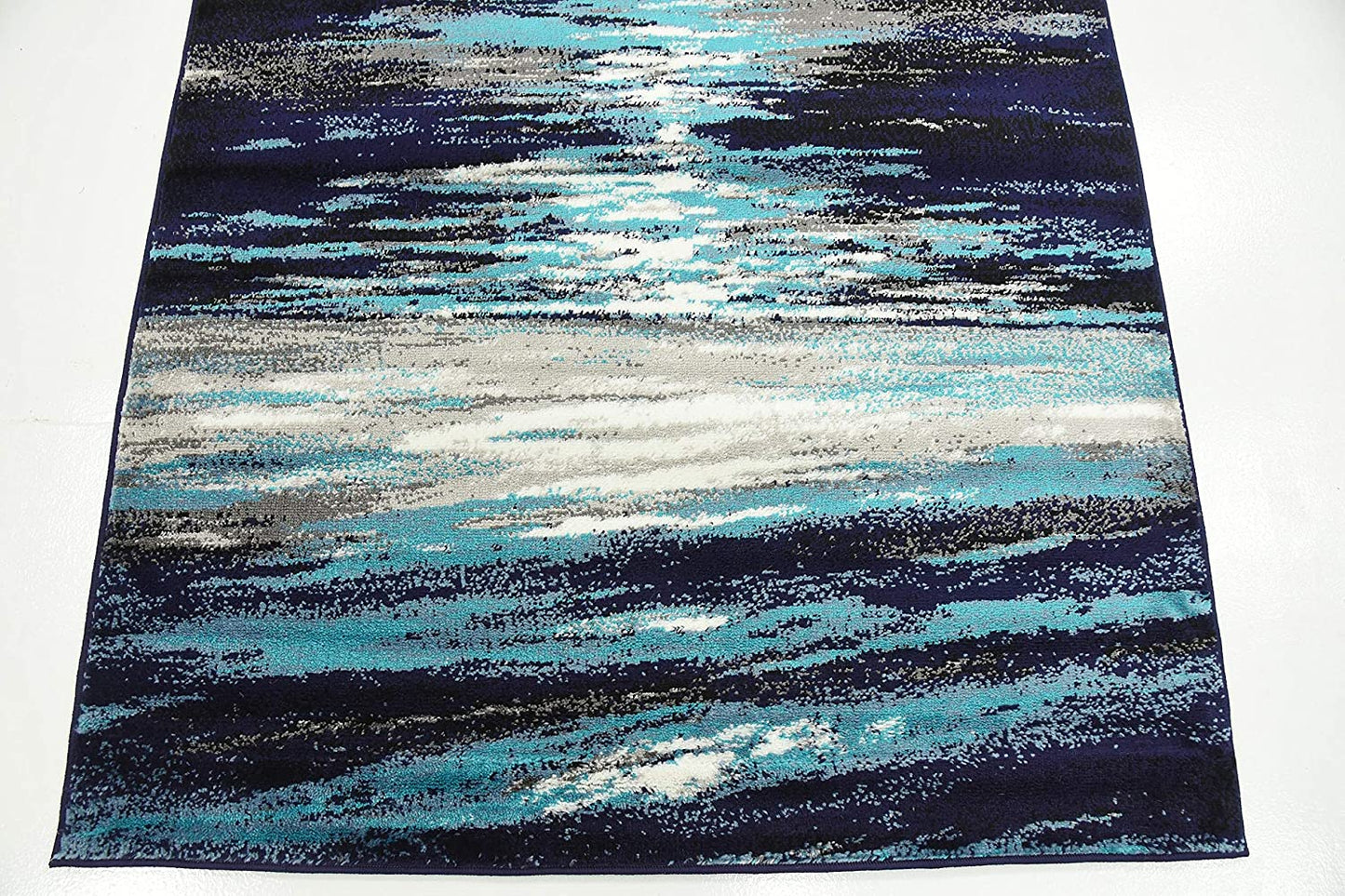 Metro Collection Abstract Water Modern Waves Navy Blue/Turquoise