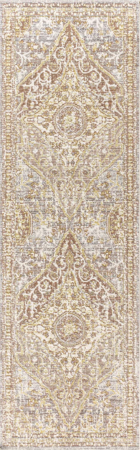Petras Modern Ornate Medallion Area Rug, Gray/Brown
