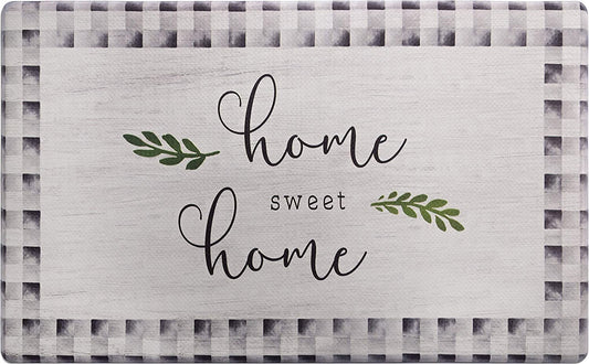 Cozy Living Anti Fatigue, Home Sweet Home Themed Cushioned, Non Slip, Easy Wipe Clean, 1/2 Inch Thick , Kitchen Runner Rug Mat - 18" x 30", Grey