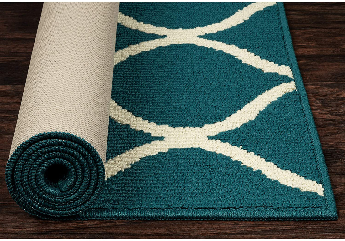 Maples Rugs Rebecca Contemporary Runner Rug Non Slip Teal/Sand