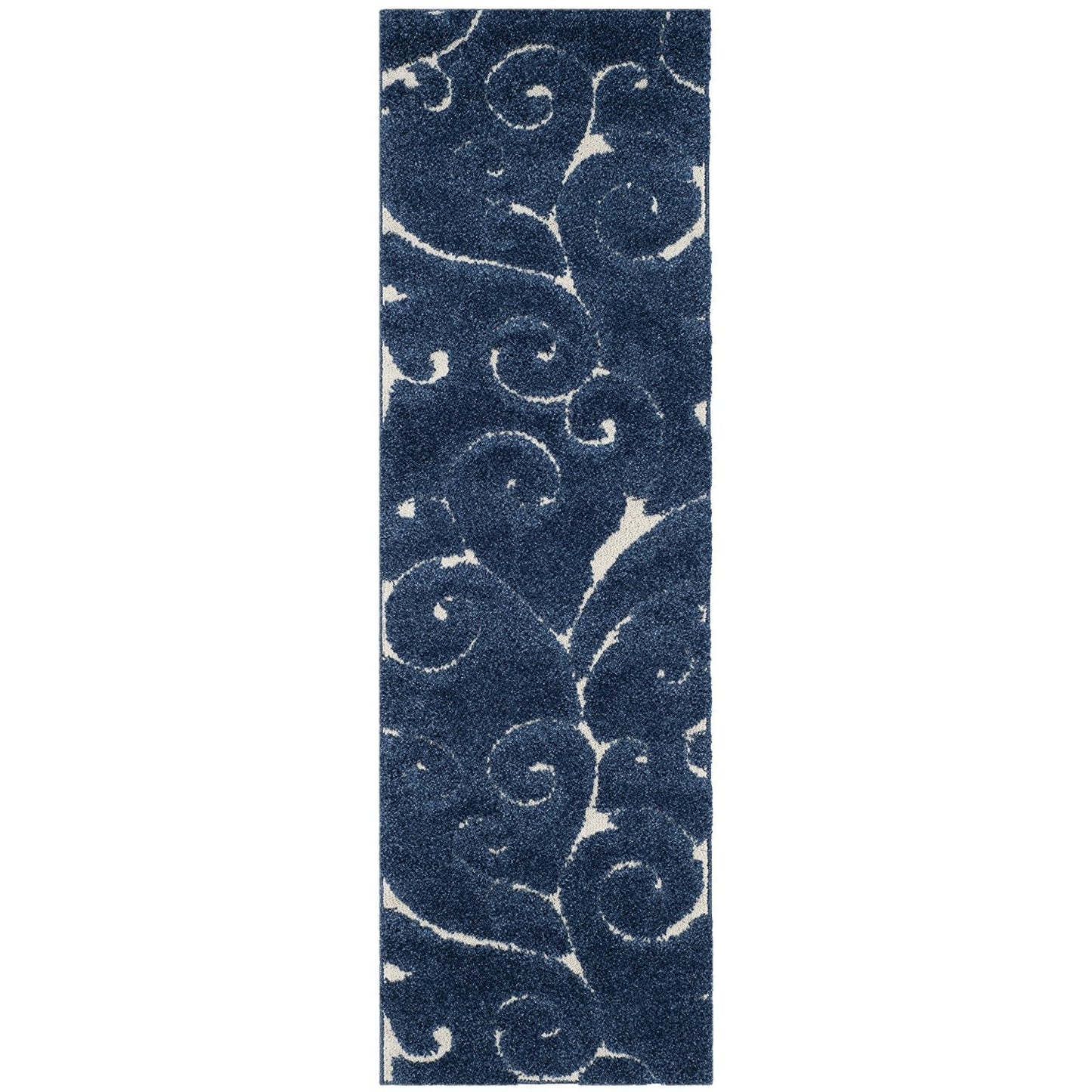 Premium Swirl Thick Plush Blue Area Shag Rug