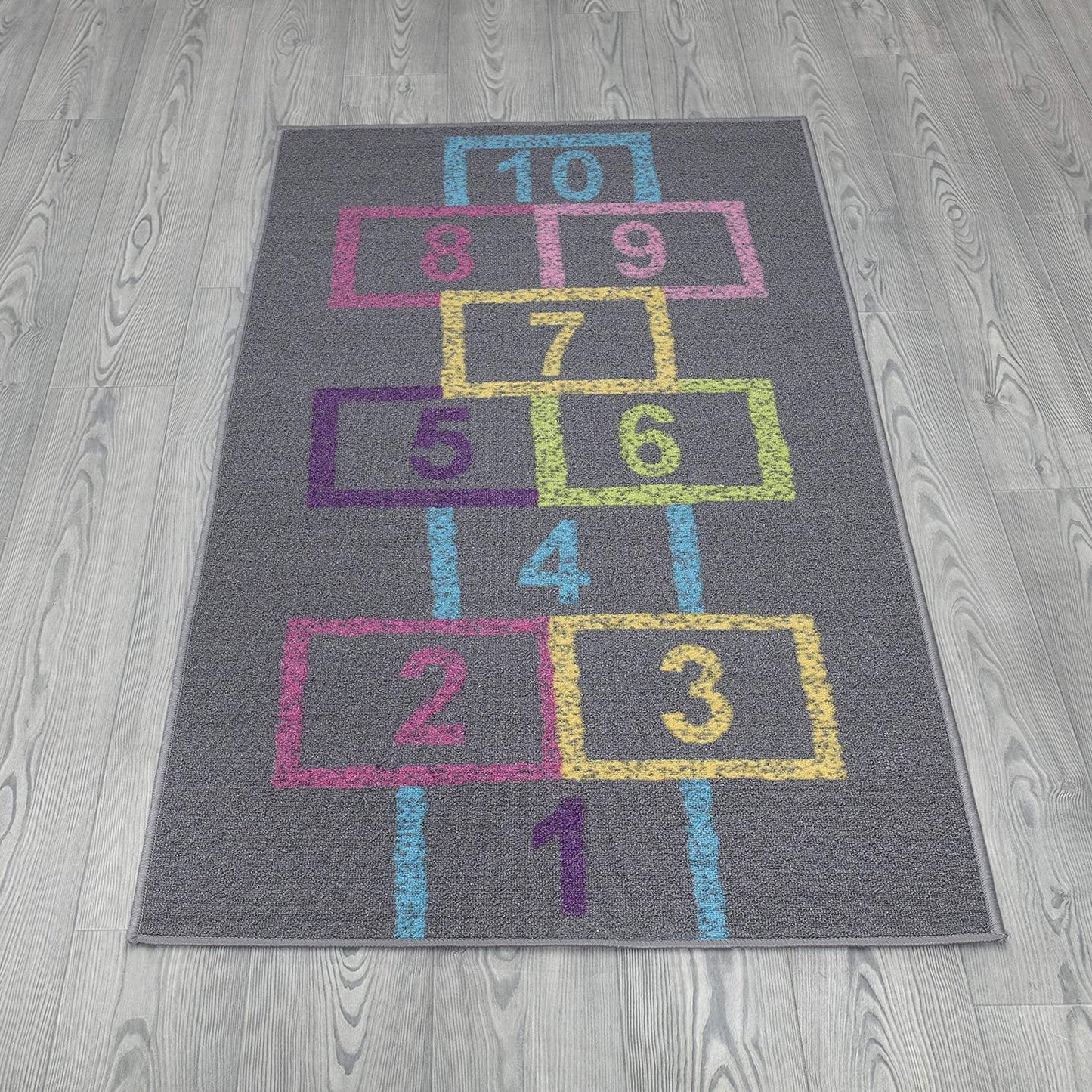 Children's Garden Collection Educational Hopscotch Design Grey
