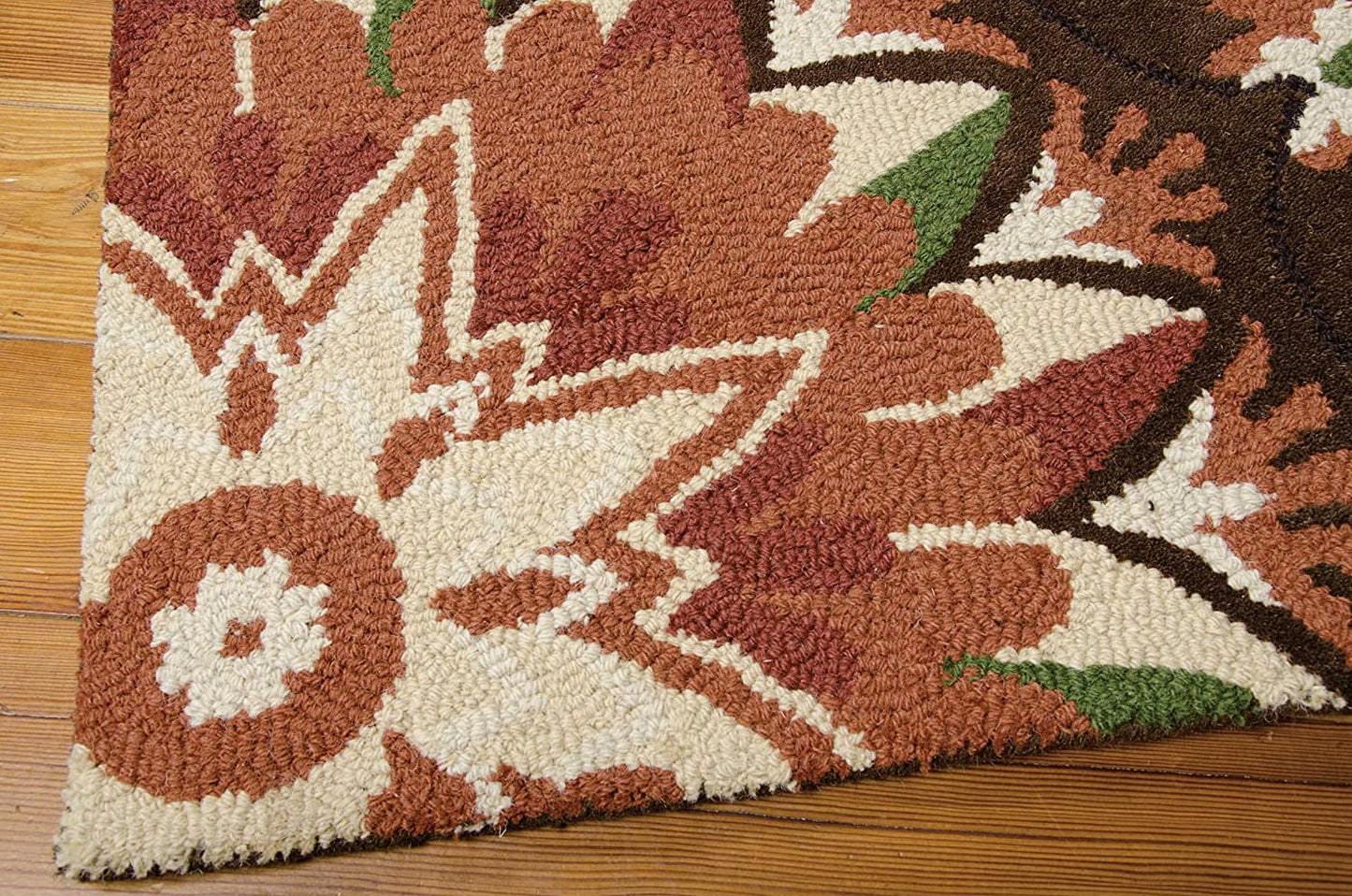 Suzani Floral Brown Wool Soft Area Rug