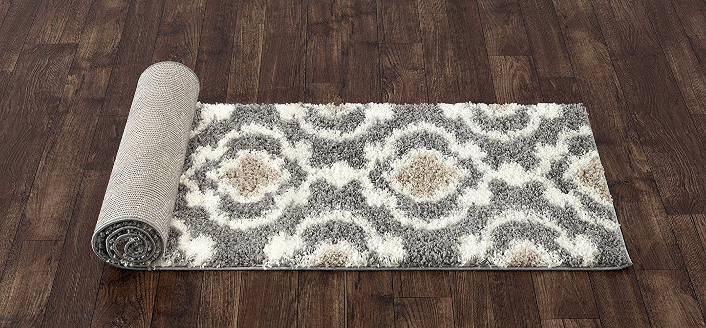 Trellis Gray/Grey Cream Shag Area Rug