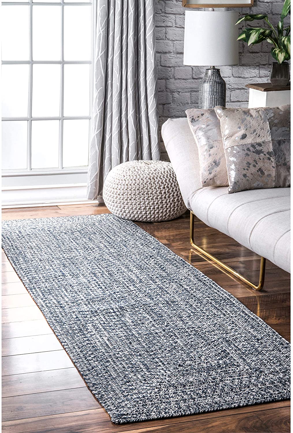 Braided Light Blue Indoor/Outdoor Soft Area Rug