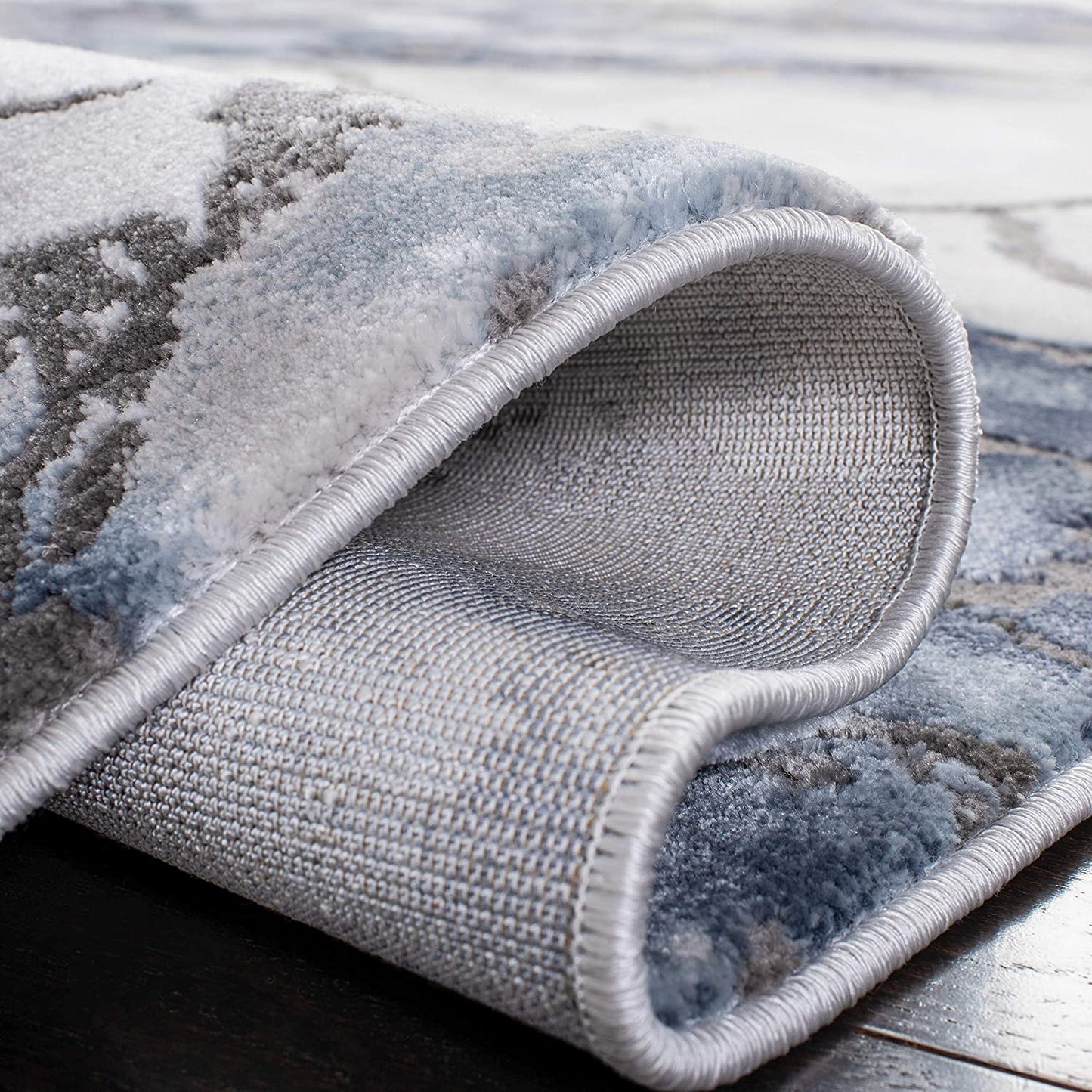 Modern Abstract Area Rug, Grey Blue