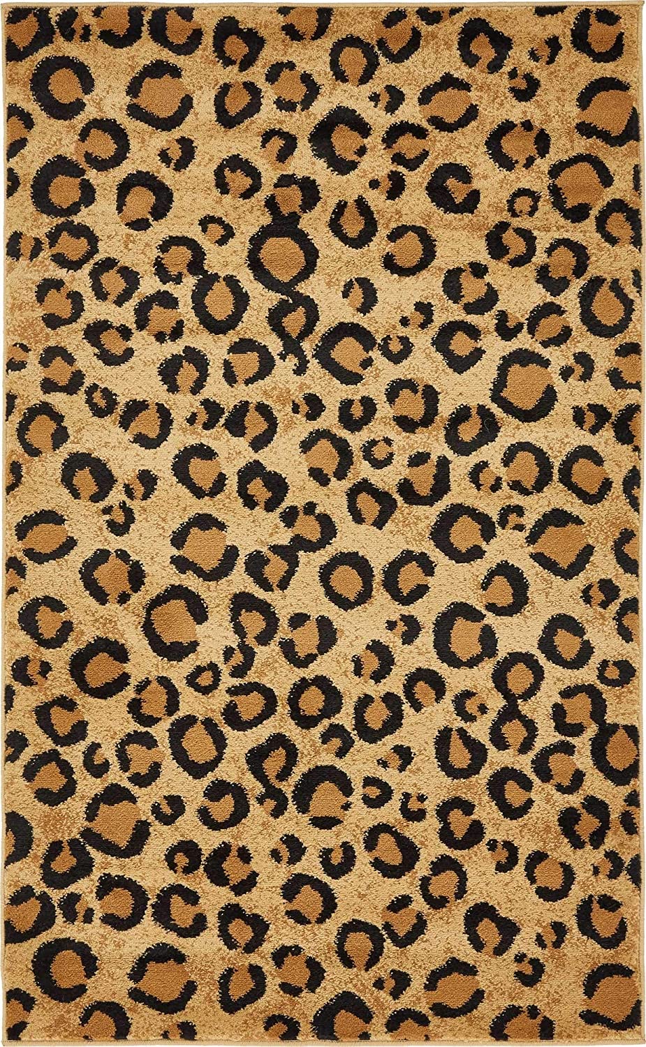 Wildlife Leopard Animal Print Light Brown Soft Area Rug