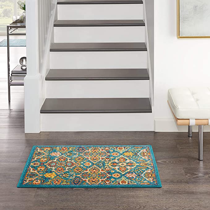 Allure Turquoise Ivory Soft Area Rug