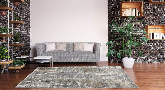 Euston Collection Grey Abstract Soft Area Rug