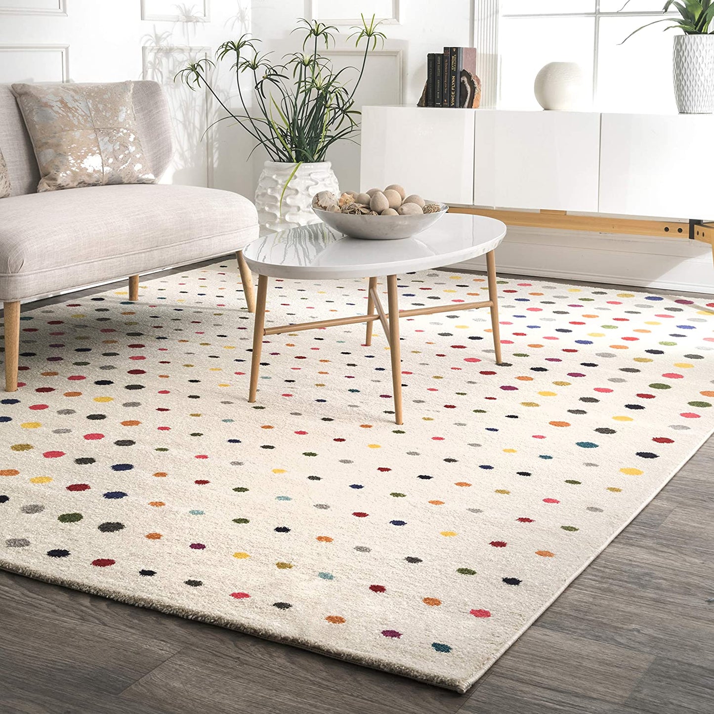 Ivory Multi Dorie Dots Soft Area Rug