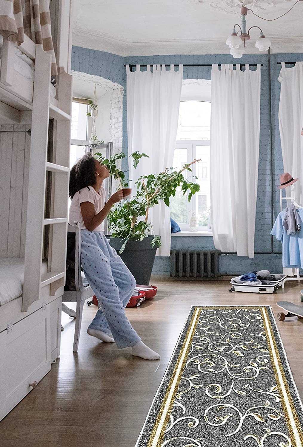 Non Slip Rubber Back  Kitchen Rug Anti Slip Stair Treads (Red, Runner (20" x 59"))