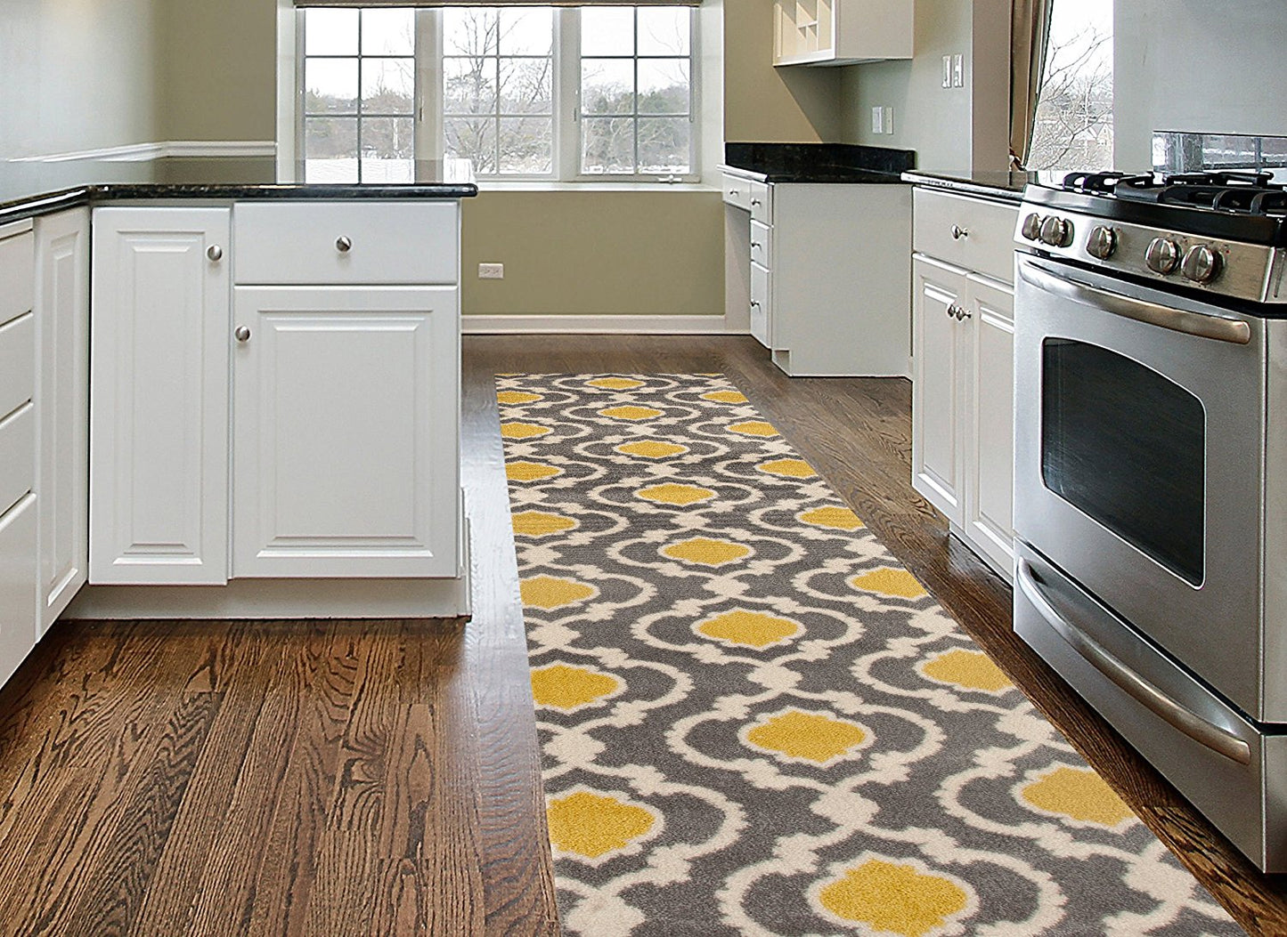 Trellis Gray/Grey Yellow Indoor Area Rug