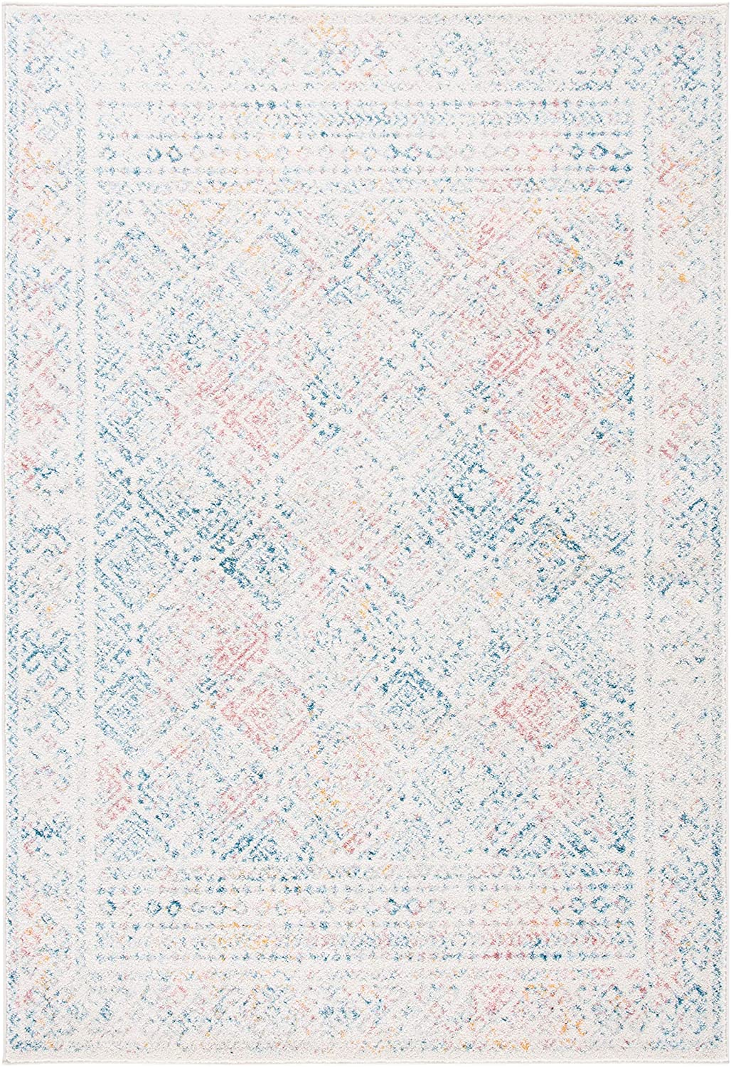 Moroccan Boho Area Rug Ivory / Terracotta