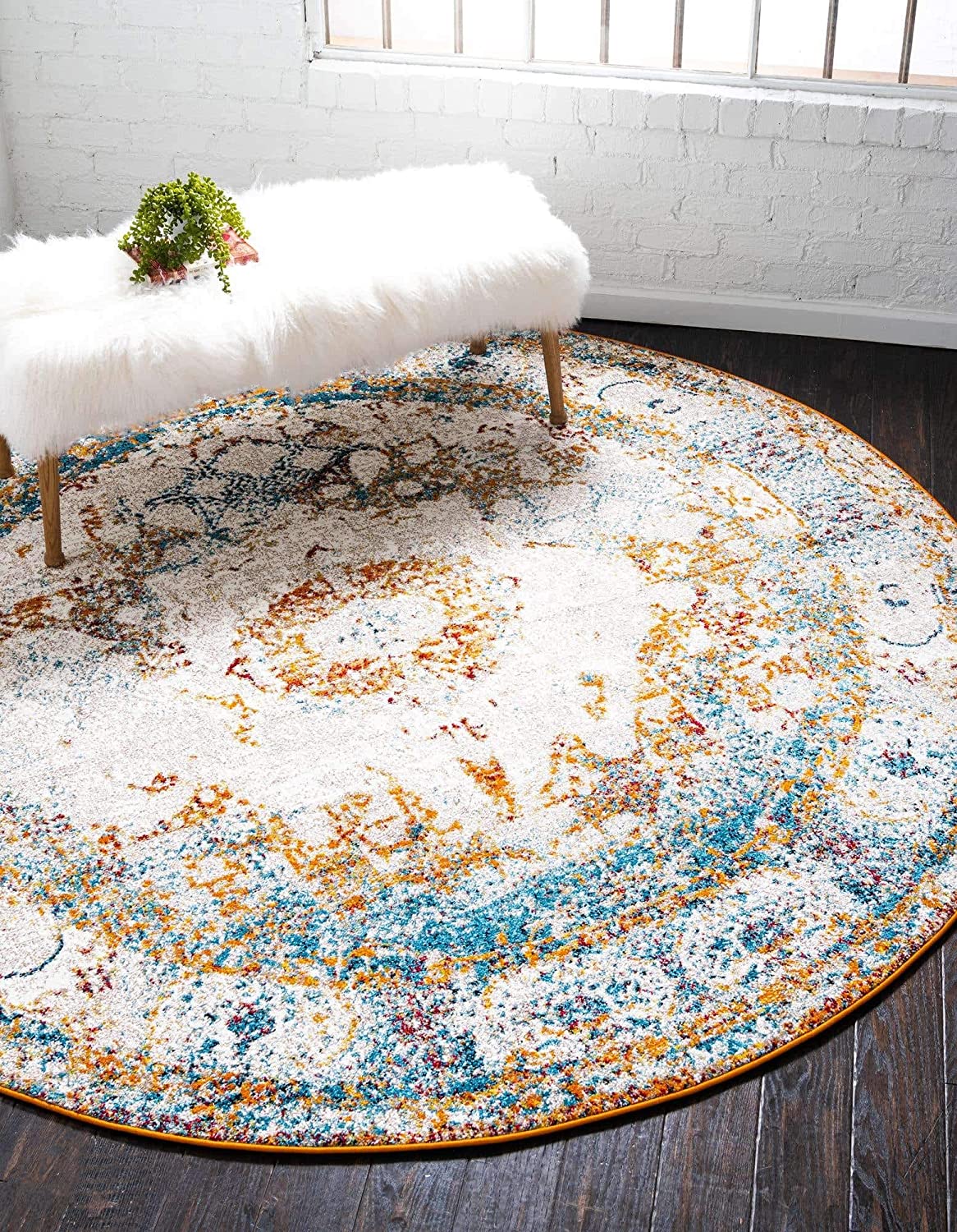 Rosso Collection Vintage Traditional Distressed Beige Area Rug