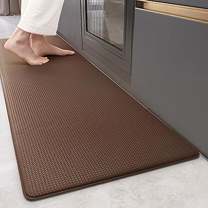 Cushioned Anti-Fatigue Kitchen Mat, Non Skid Waterproof Comfort Standing Kitchen Rugs and Mats, Memory Foam Kitchen mat, 17"x79", Black