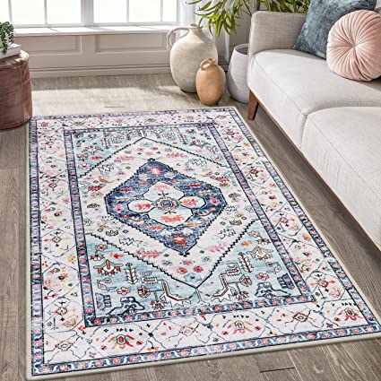 Non-Slip Distressed Vintage Persian Oriental, Small Accent Throw Low Pile Traditional Area Rug - 2' X 3'