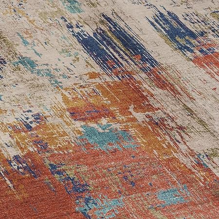 Non-Shed - Eco-Friendly, Machine Washable Rug - Stain Resistant, Made from Premium Recycled Fibers - Abstract Contemporary - Blue, 2'6" x 6'