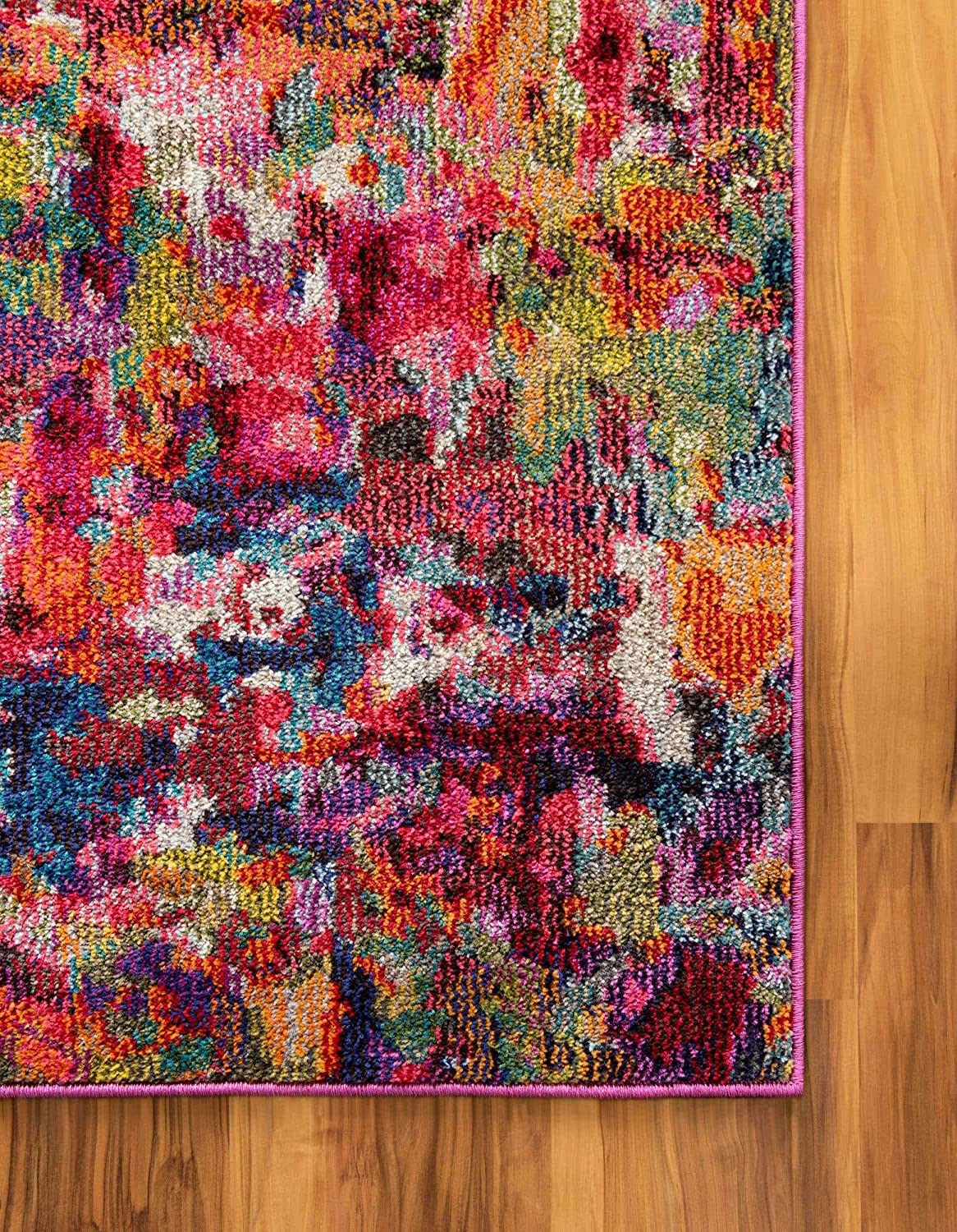 Modern Abstract Magenta Soft Rug