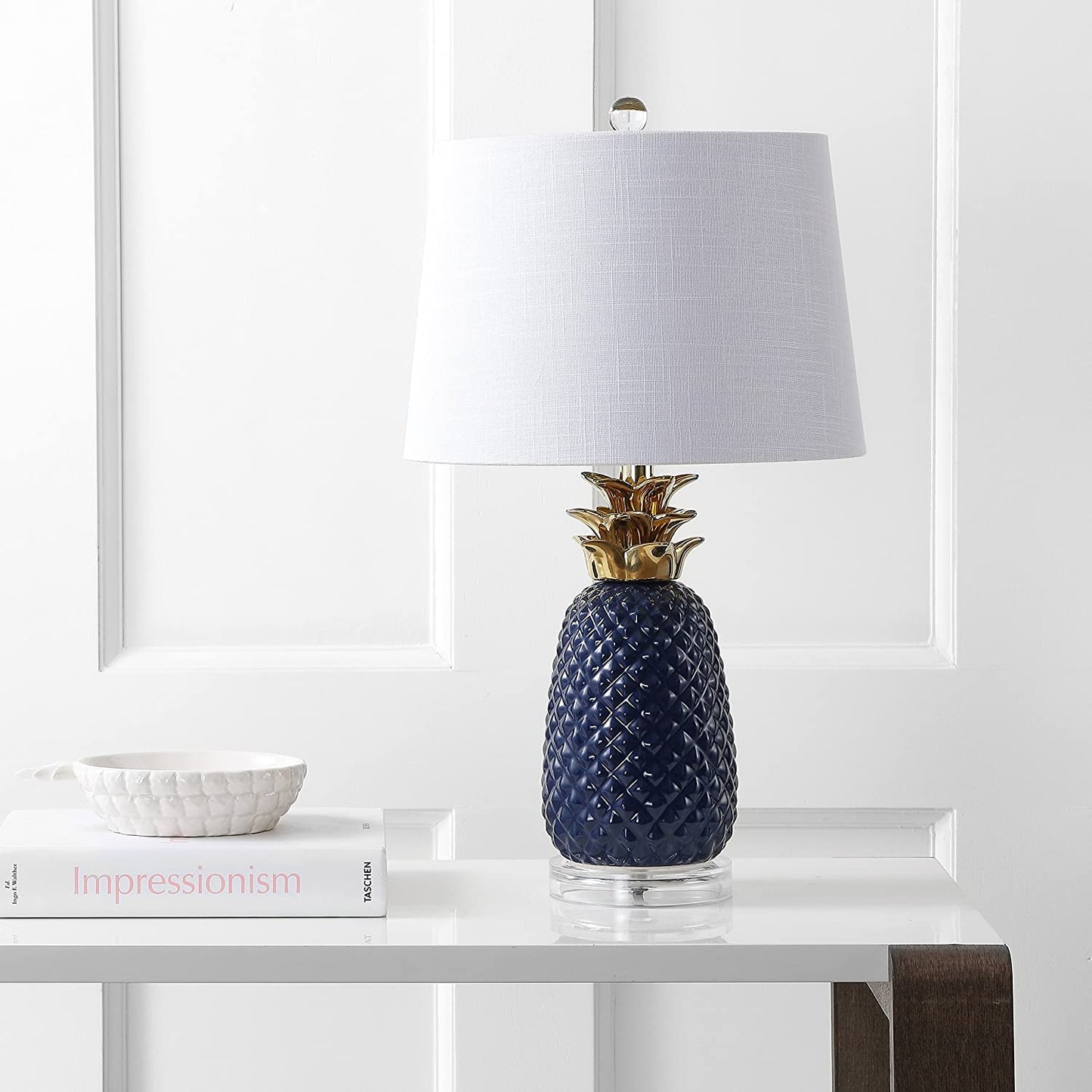 Pineapple 23" Ceramic LED Table Lamp Navy/Gold