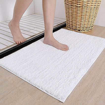 Ultra Soft and Water Absorbent Bath Rug, Bath Carpet, Machine Wash/Dry, for Tub, Shower, and Bath Room(20"x29",Blue and White)