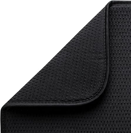 Absorbent, Reversible Microfiber Dish Mat, 16 Inch x 18 Inch, Black