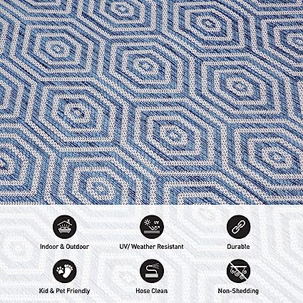 Palmaria Modern Geometric Textured Flat Weave Easy Cleaning Outdoor Rugs