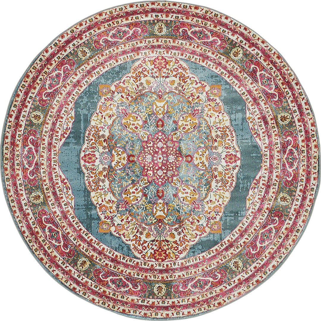 Vintage Traditional Turquoise Red Violet Area Rugs