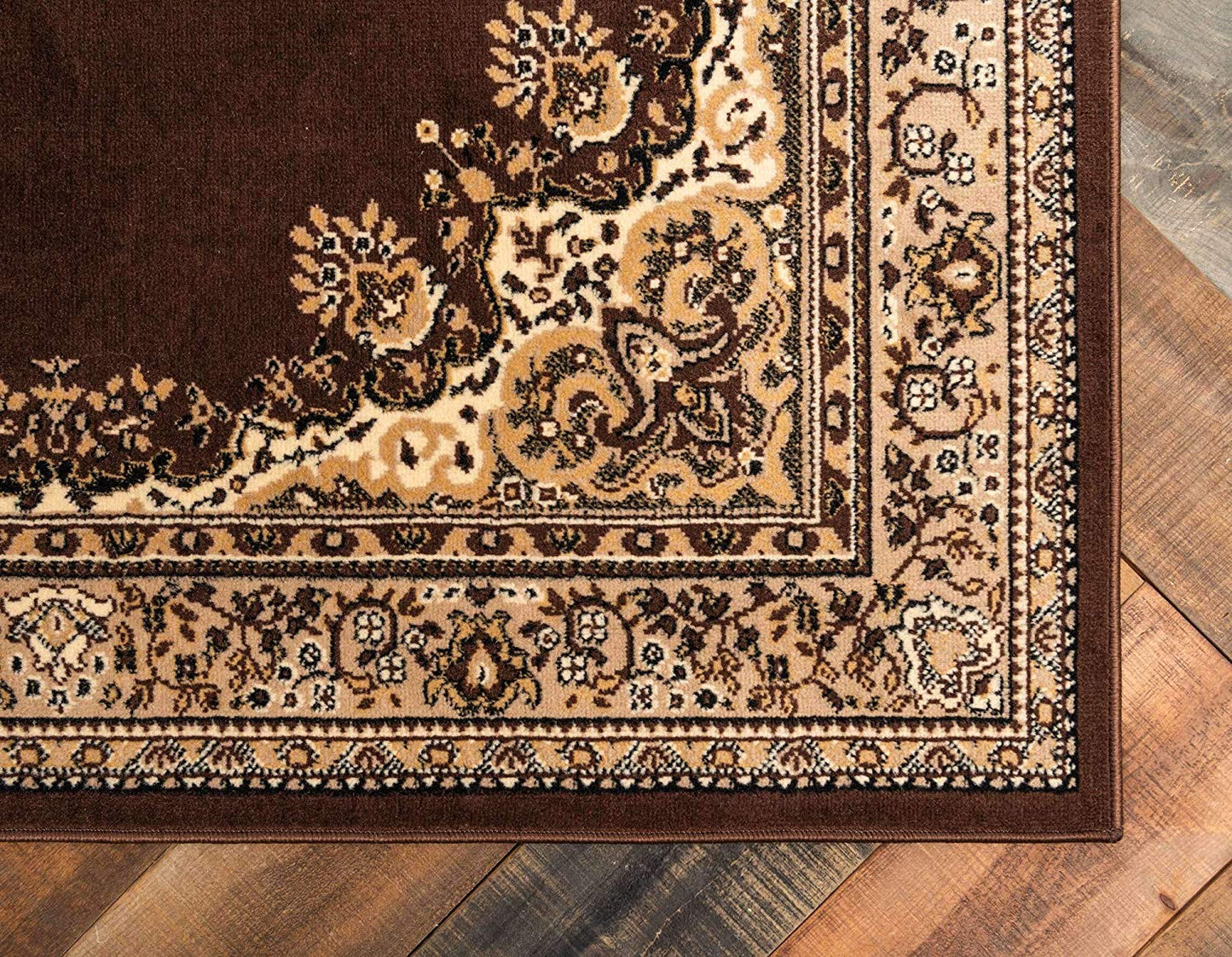 Traditional Medallion Brown Soft Area Rug