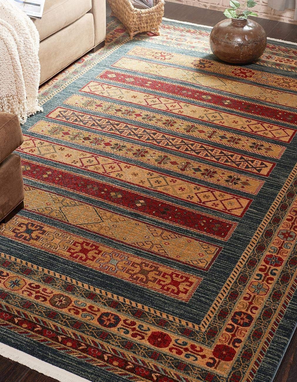 Tribal Pattern Blue Soft Area Rug