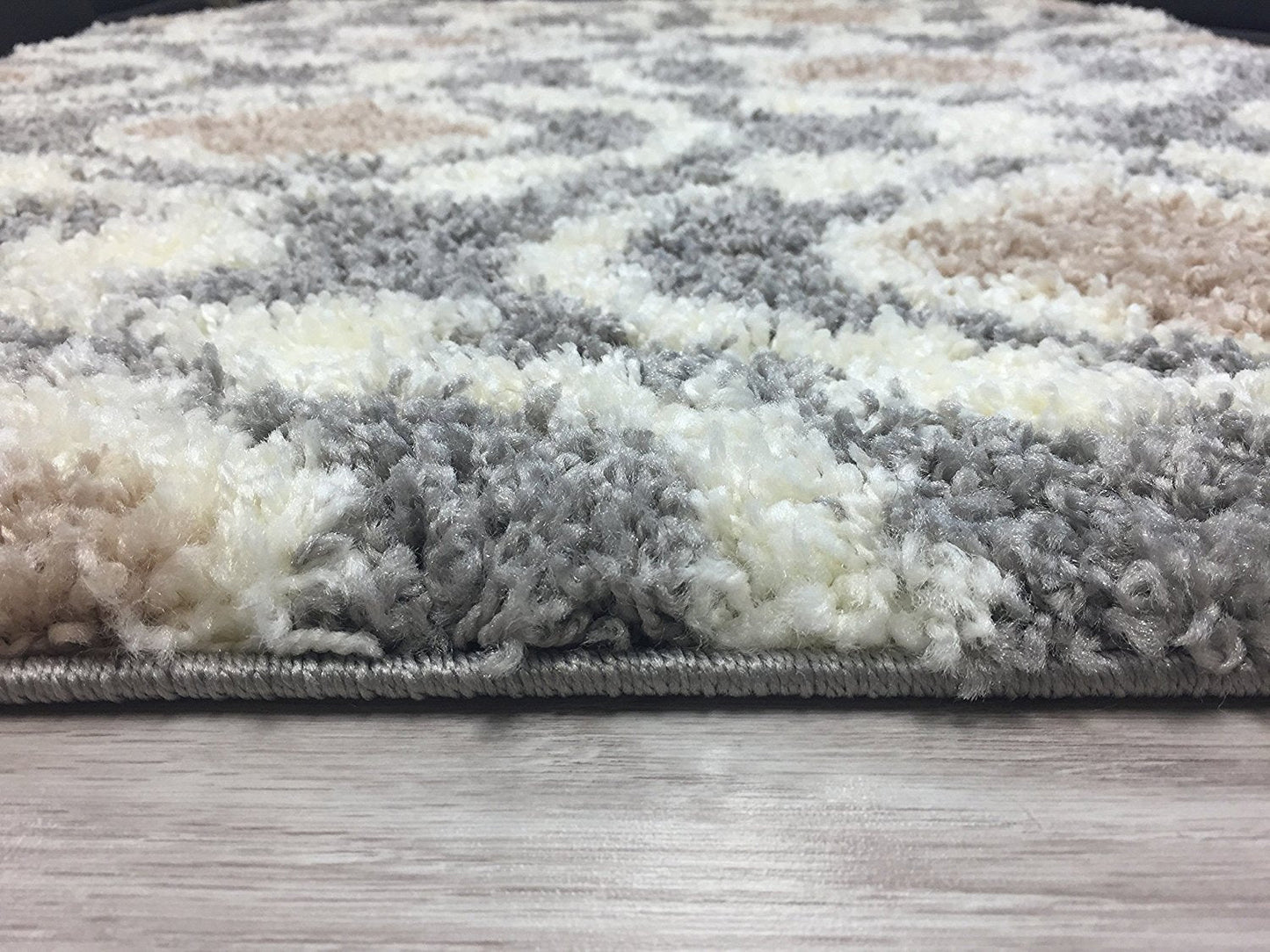 Trellis Gray/Grey Cream Shag Area Rug