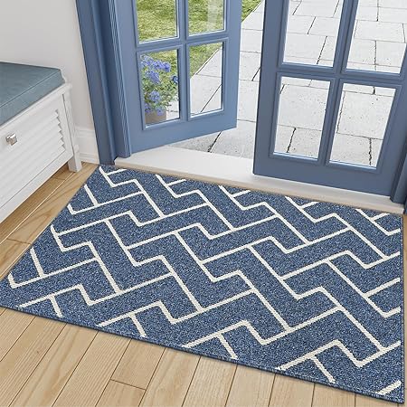 Washable Absorbent Resist Dirt Rubber Backing Non Slip Door Mats, 20"x31.5"(Aqua Haze)