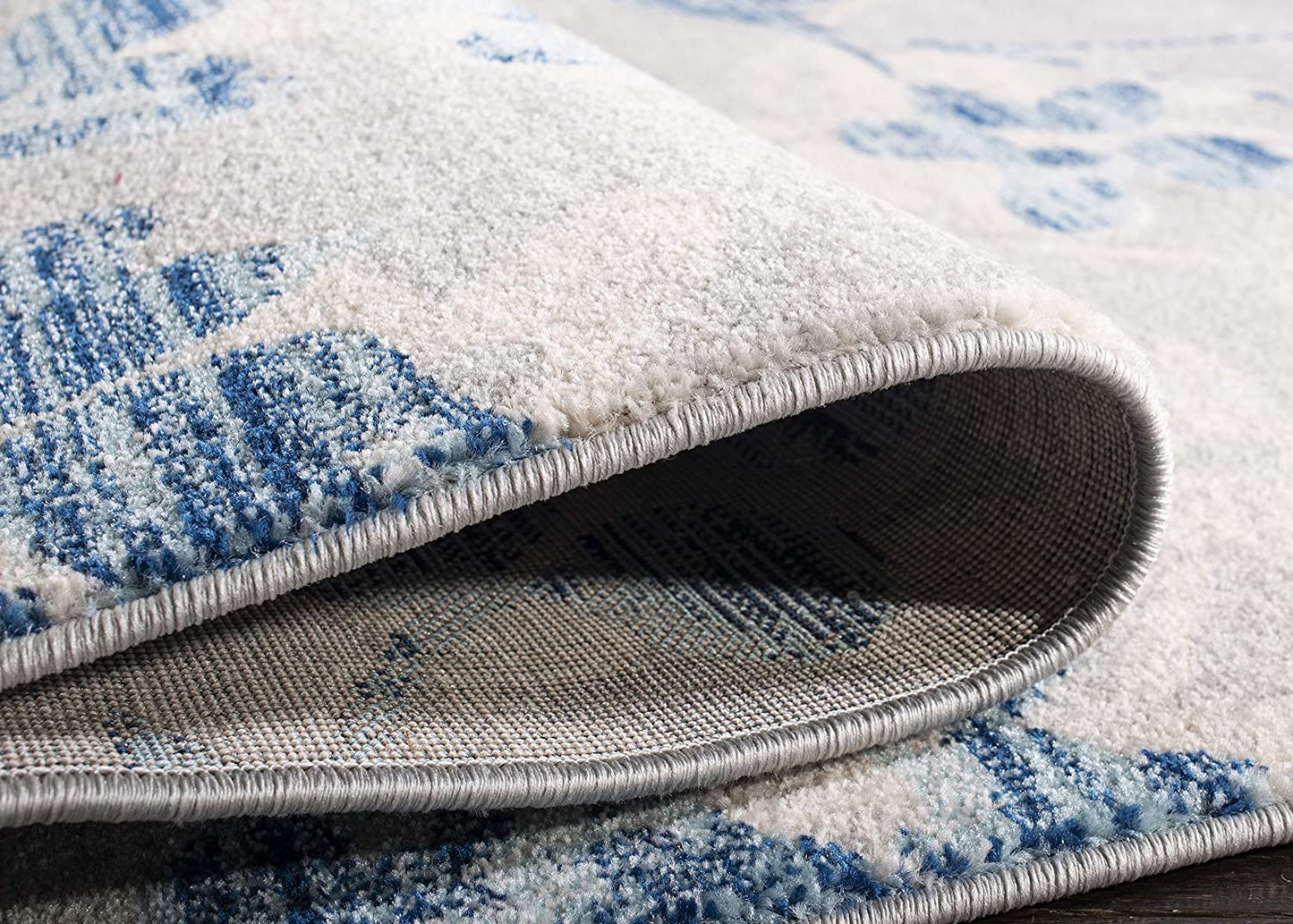Vintage Floral Grey Blue Soft Area Rug