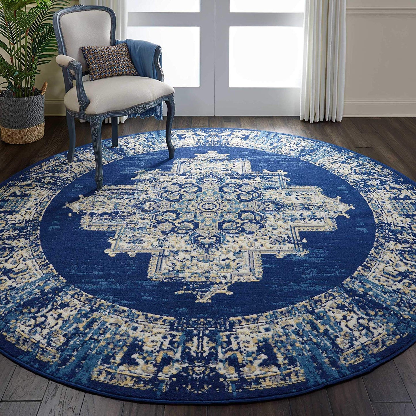 Navy Blue Distressed Persian Area Rugs