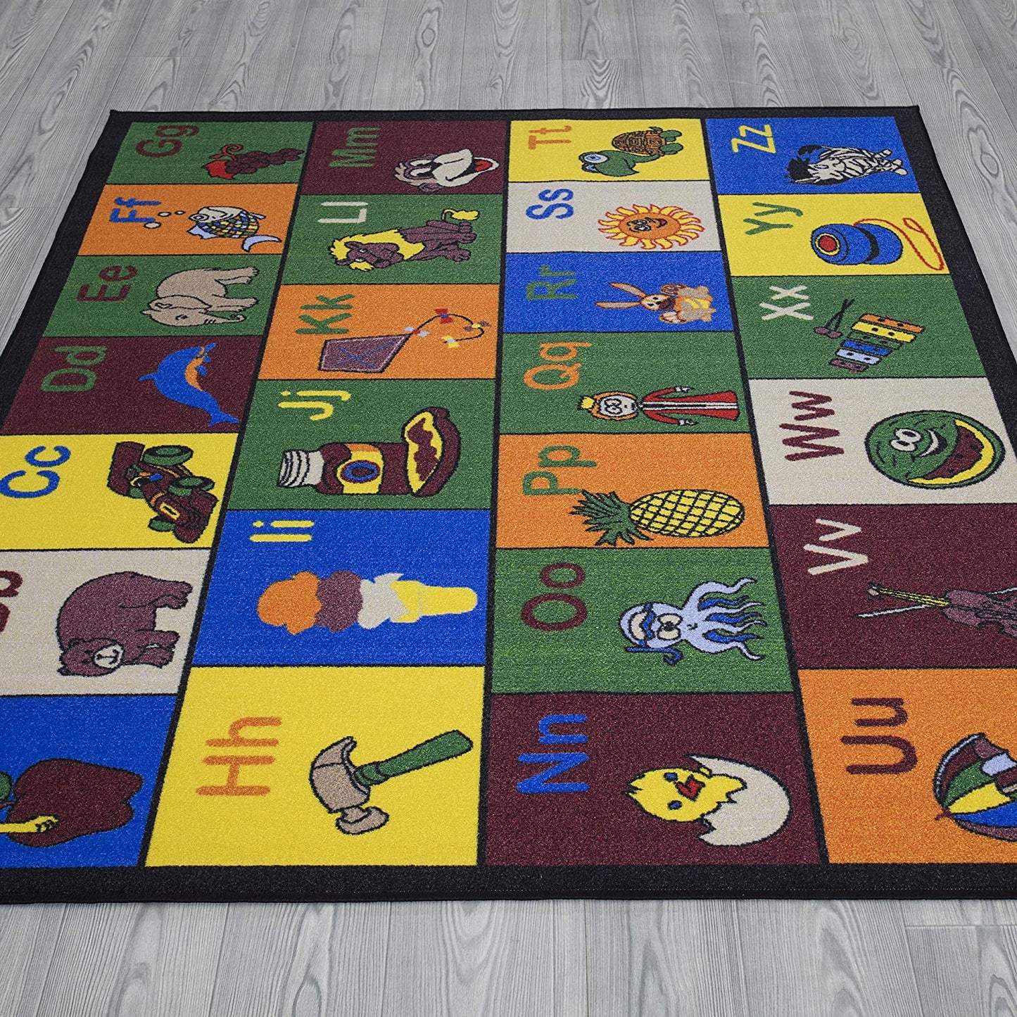 Jenny Collection Children's Multi Color Educational Alphabet (Non-Slip) Kids Classroom Area Rugs
