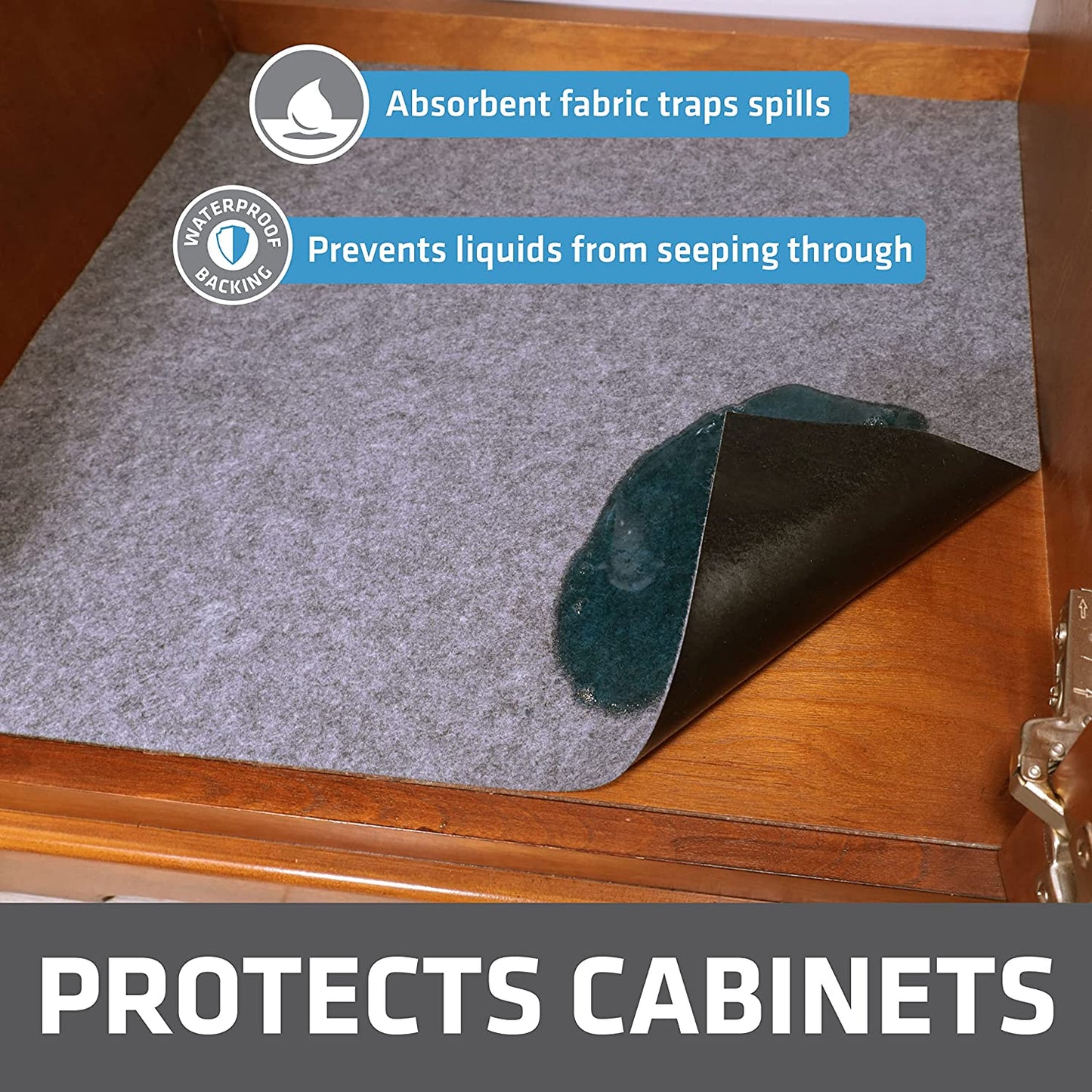 Under Sink, Waterproof Cabinet Protection, Absorbent Shelf Liners, Slip-Resistant, Non-Adhesive, Machine Washable, Durable Mats (USA Made)(24”x29”)(Charcoal)