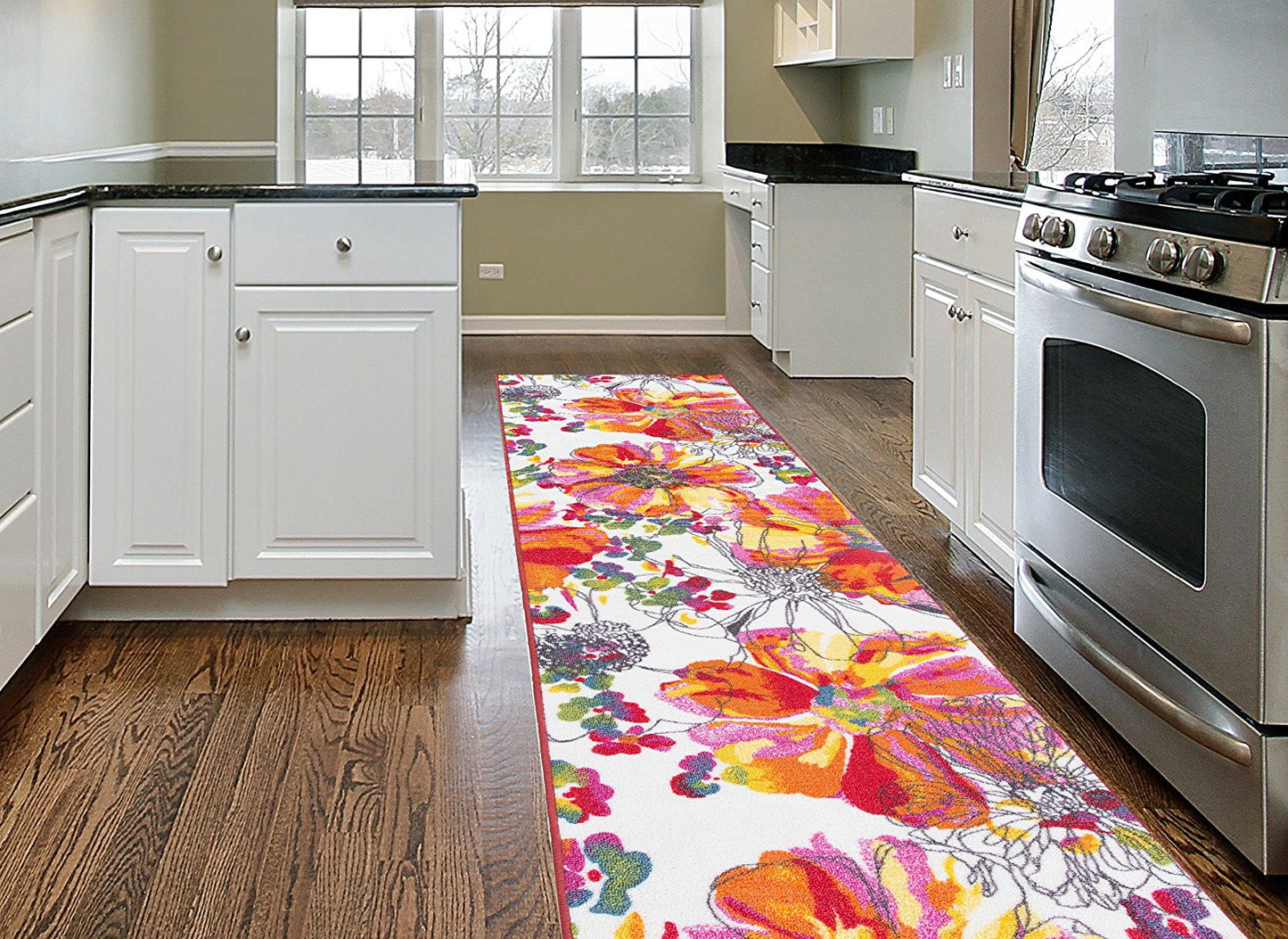 Vibrant Floral Area Rug Non-Slip/ No Skid