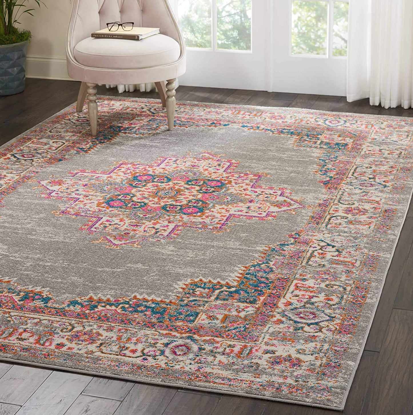 Nourison Passion Grey Vintage Area Rug 2'2" x 10', 2'2"X10'