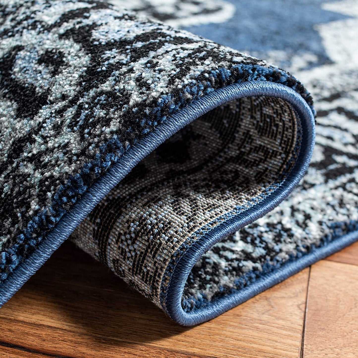 Oriental Persian Distressed Area Rug, Blue/Grey