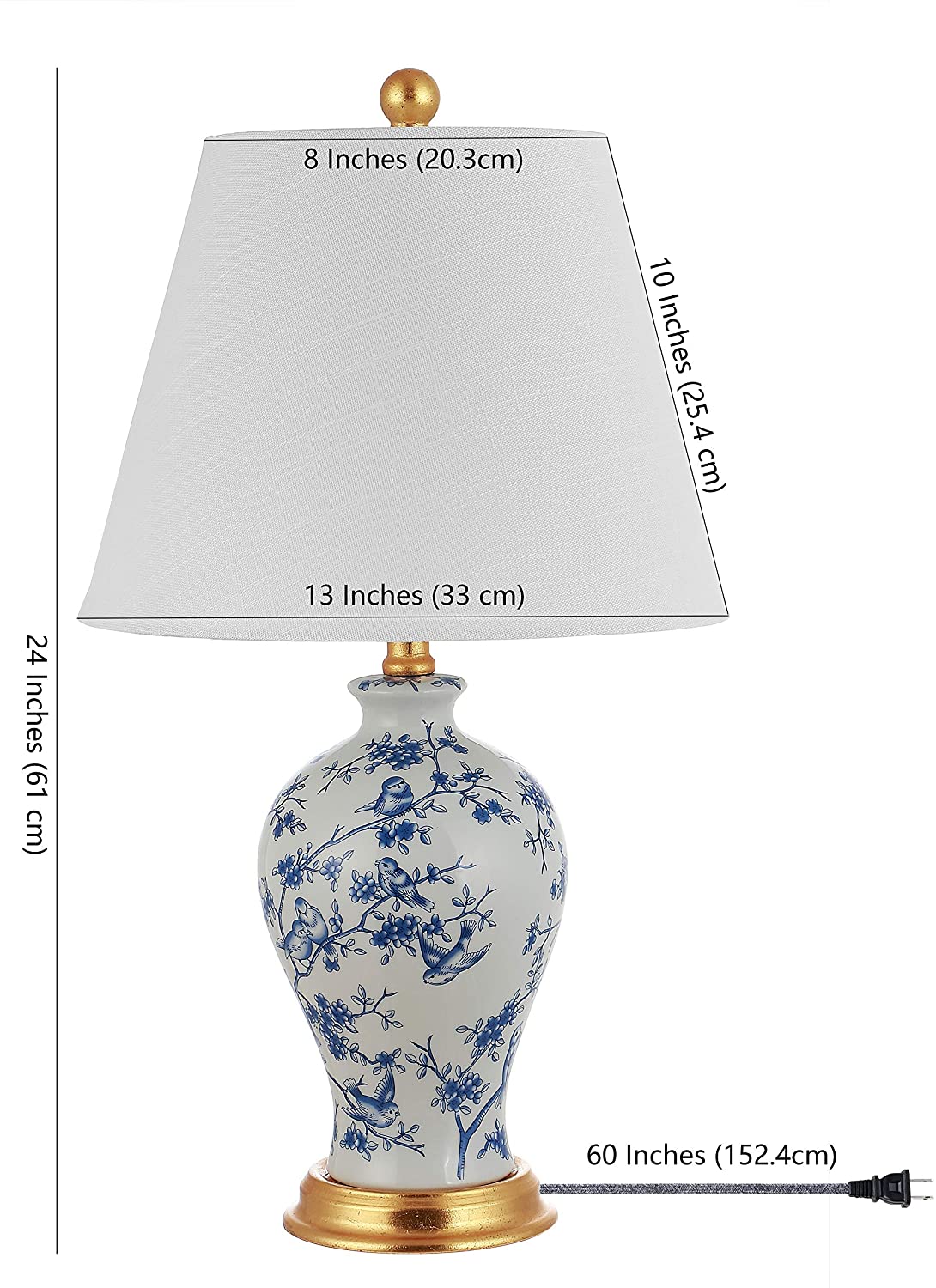 Collins 24" Glass LED Lamp Blue/White