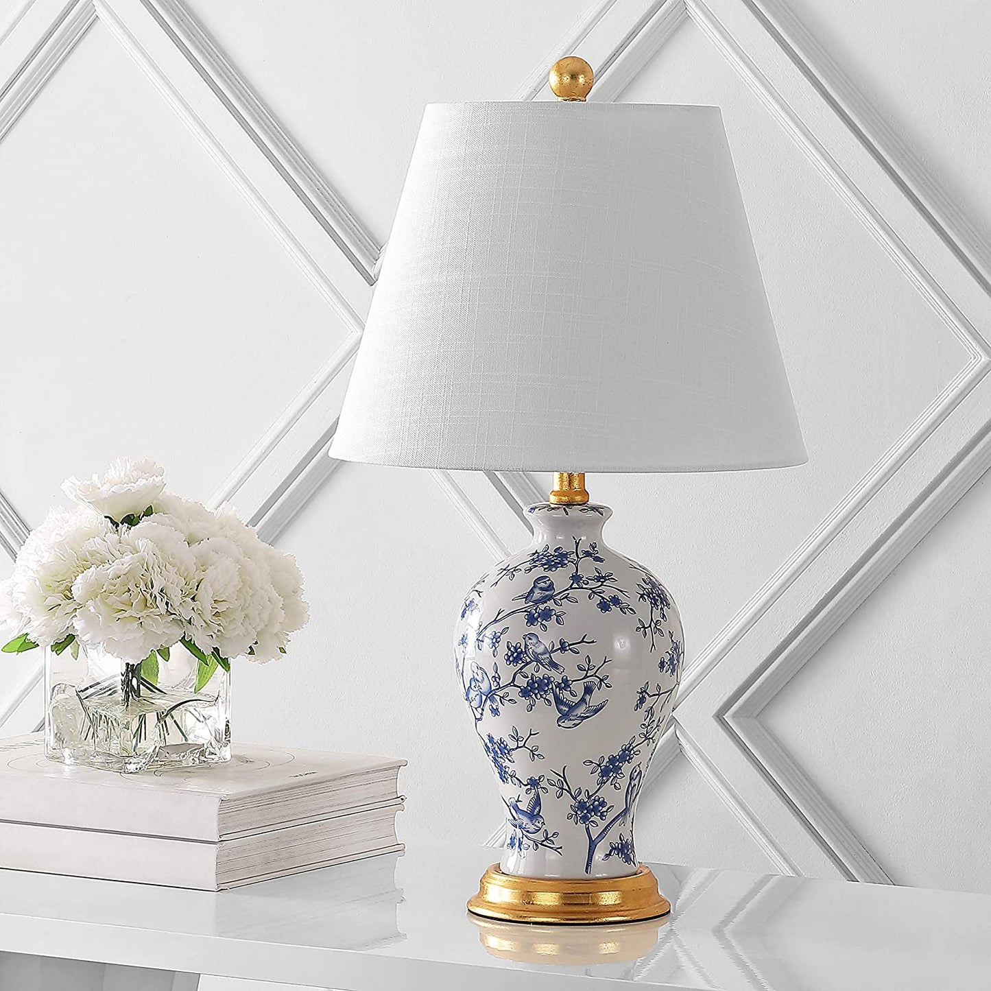 Collins 24" Glass LED Lamp Blue/White