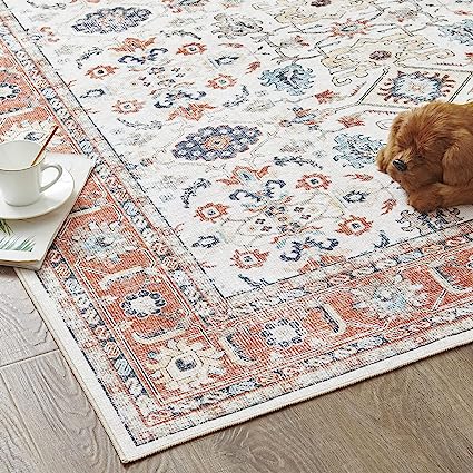 Brick Red Vintage Persian Traditional Area Rug
